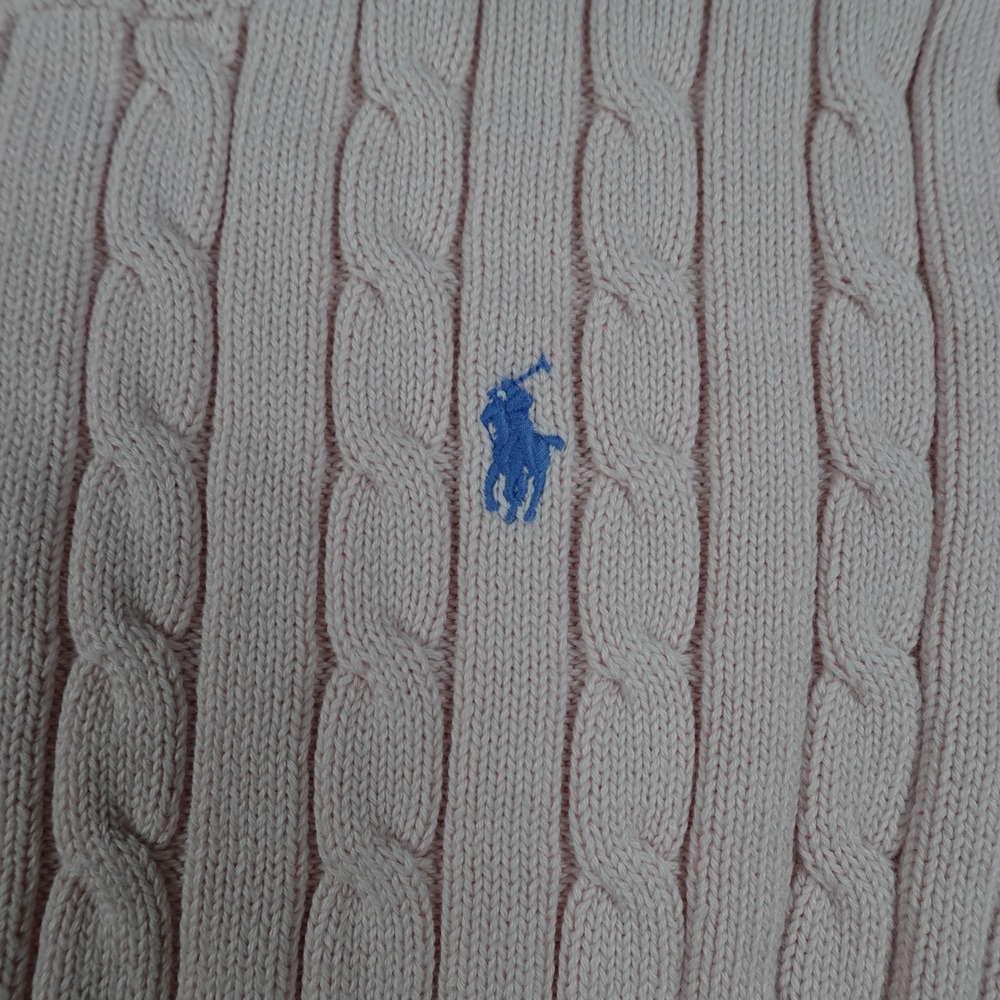 Polo Ralph Lauren Sweater Womens Large Pink Cable Knit Crewneck Long Sleeve - Picture 5 of 13